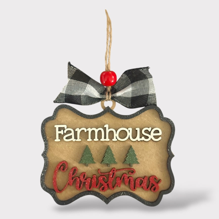 DIY Ornament Kit - Farmhouse Christmas handmade laser wood decor 96 and Birch