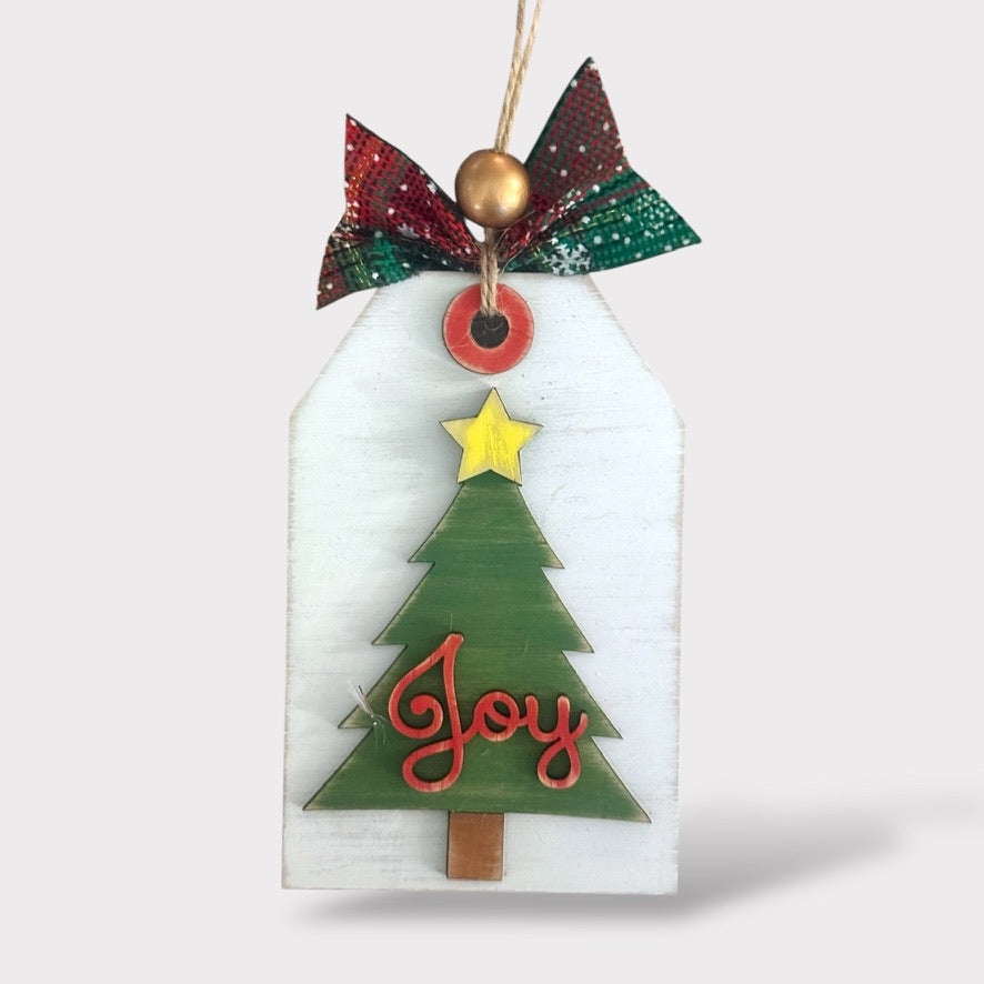 DIY Ornament Kit - Christmas Joy Tag handmade laser wood decor 96 and Birch