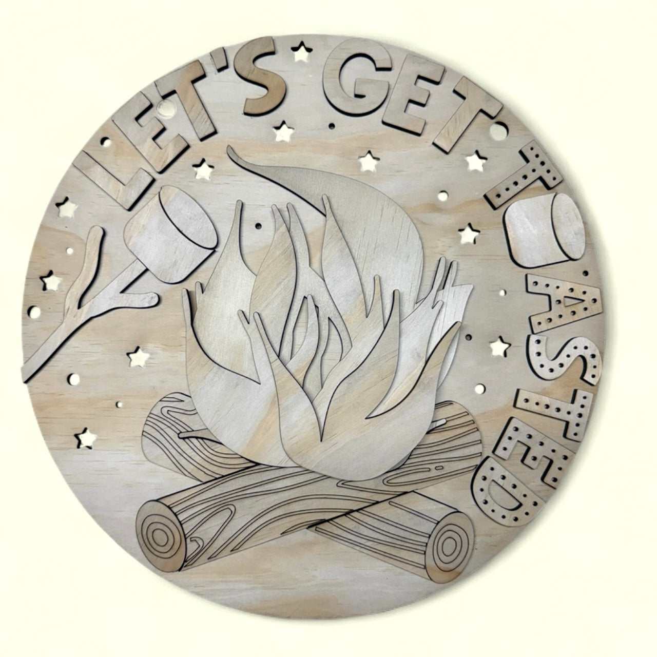 Let's Get Toasted Unfinished handmade laser wood decor 96 and Birch
