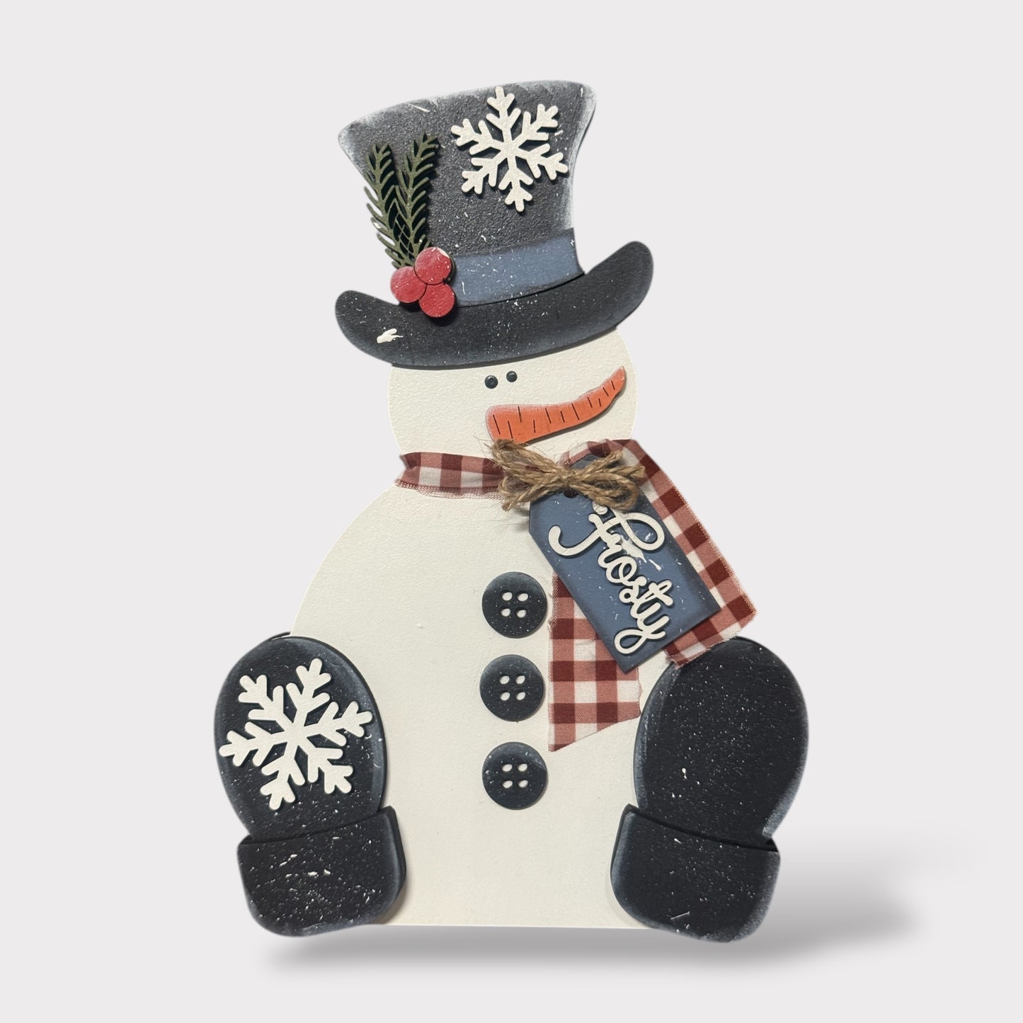Frosty Shelf Sitter handmade laser wood decor 96 and Birch