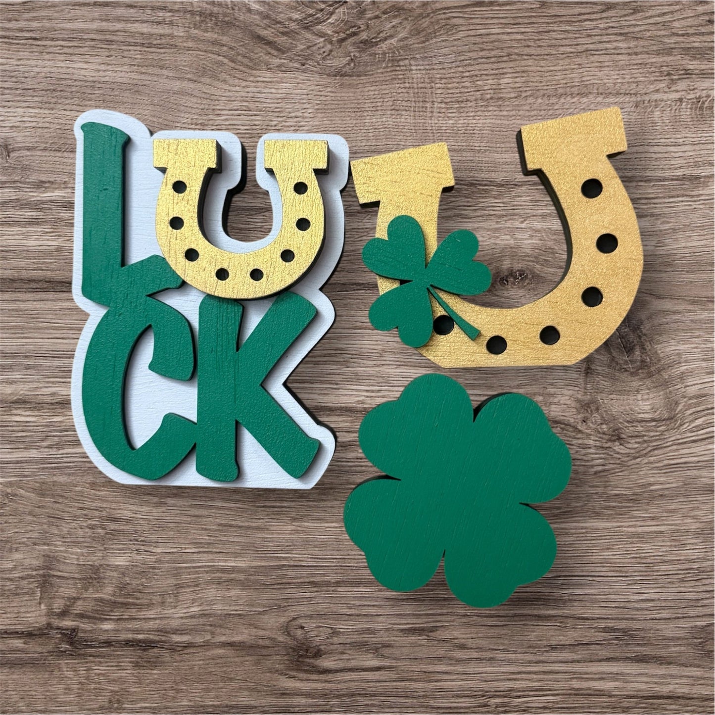 St. Patrick's Day Tier Tray/Shelf Bundle Luck Sign handmade laser wood decor 96 and Birch