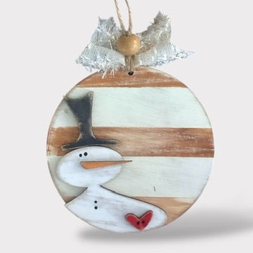DIY Ornament Kit - Rustic Snowman 3 handmade laser wood decor 96 and Birch