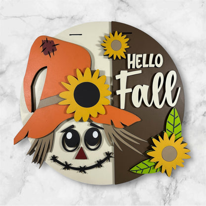 Hello Fall Scarecrow handmade laser wood decor 96 and Birch