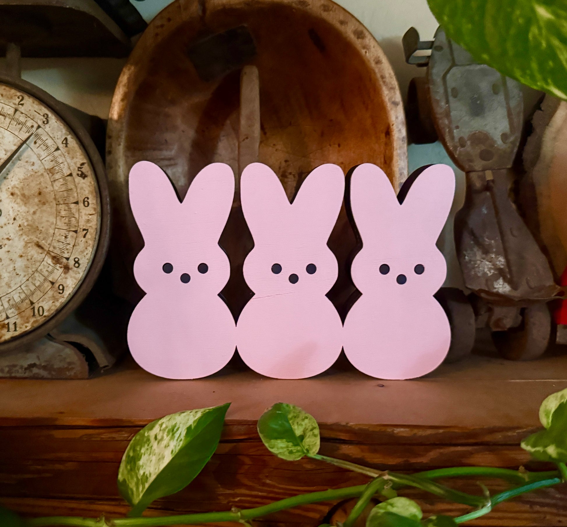 Easter Bunny Tier Tray/Shelf Sitter Pink handmade laser wood decor 96 and Birch