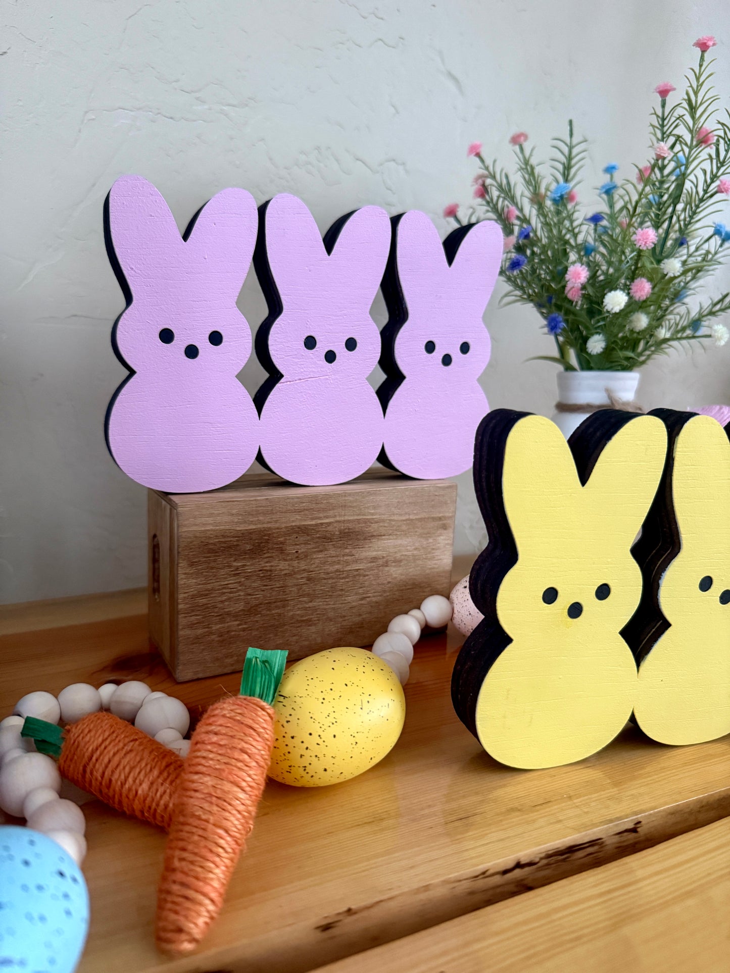 Easter Bunny Tier Tray/Shelf Sitter handmade laser wood decor 96 and Birch