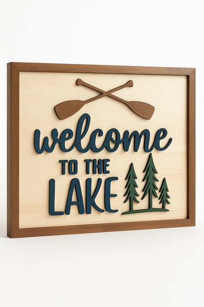 Welcome to the Lake handmade laser wood decor 96 and Birch