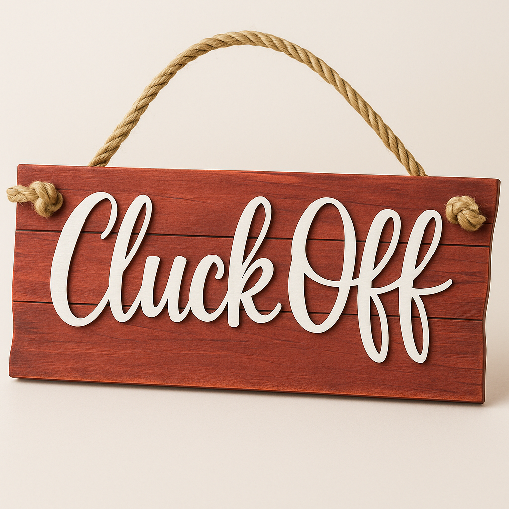 Cluck Off handmade laser wood decor 96 and Birch