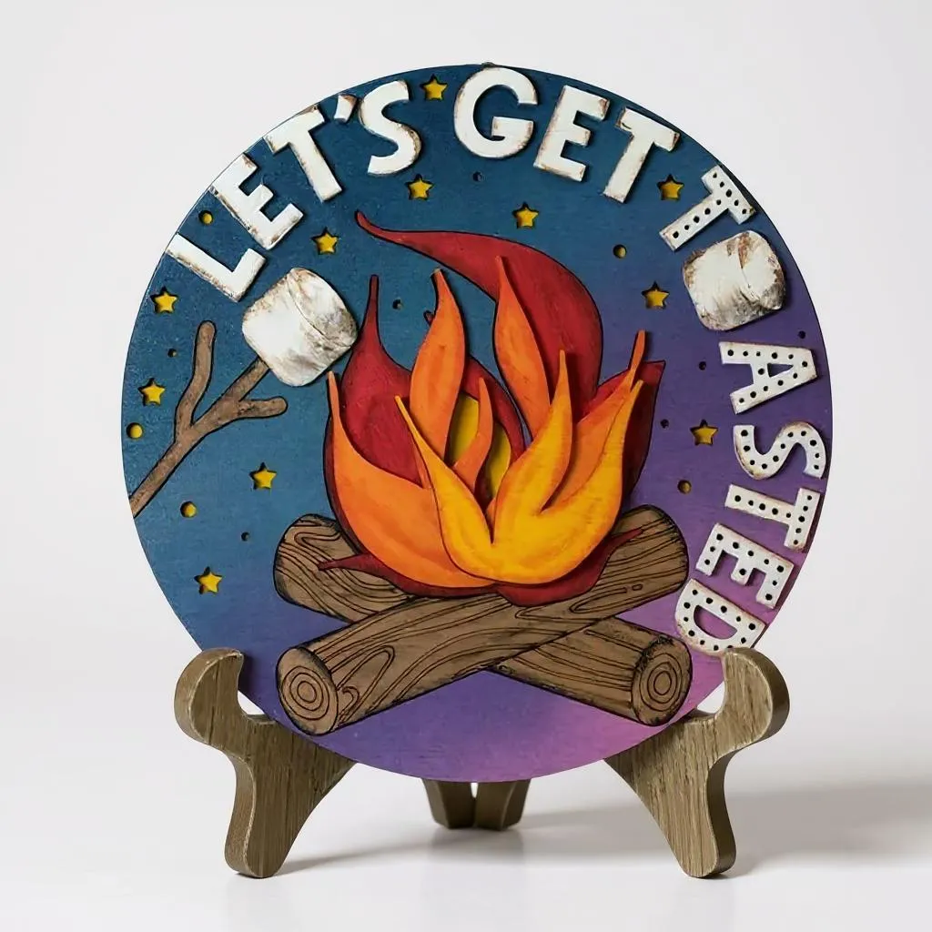 Let's Get Toasted Finished handmade laser wood decor 96 and Birch
