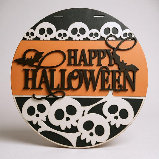 Happy Halloween Skulls & Bats