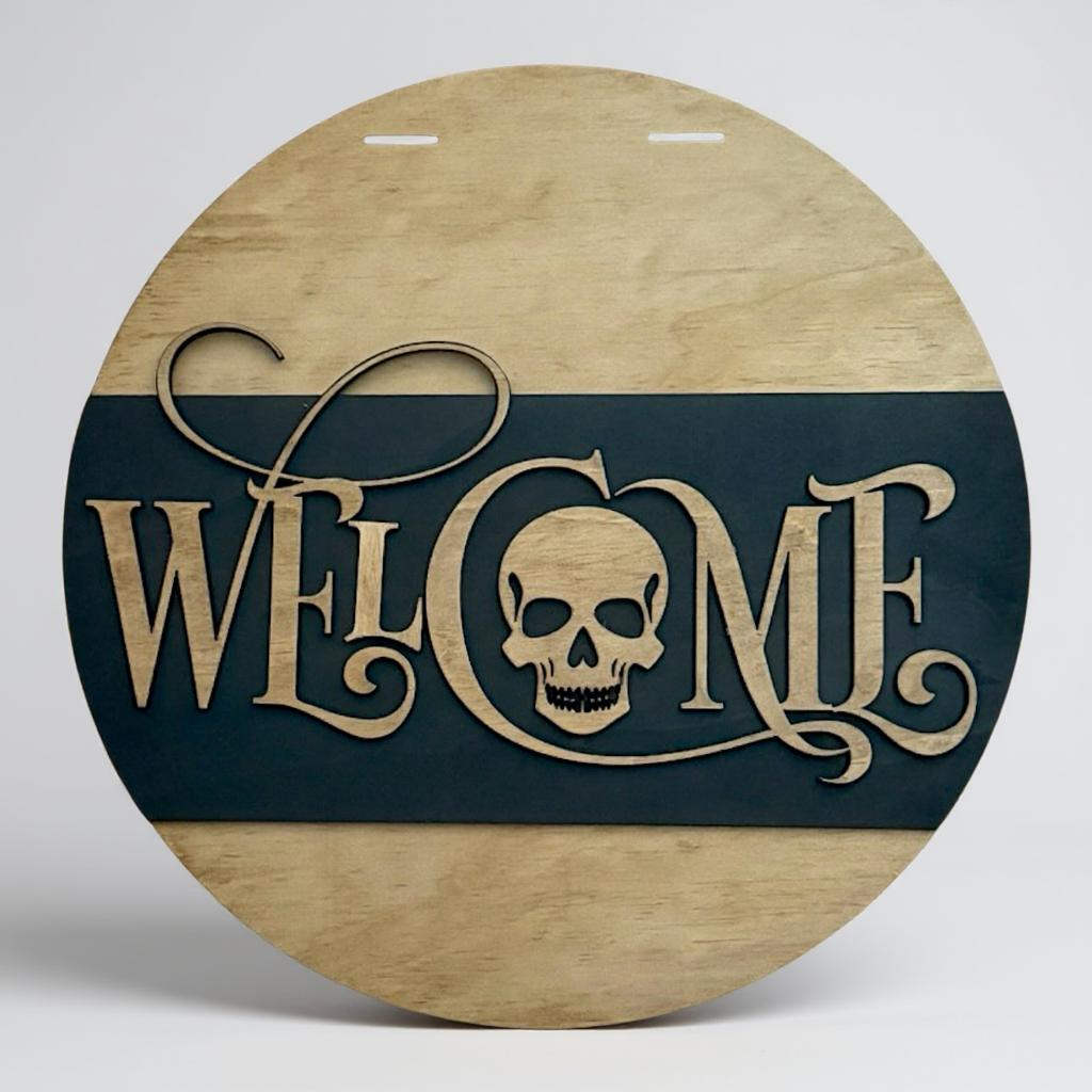 Welcome Skull handmade laser wood decor 96 and Birch