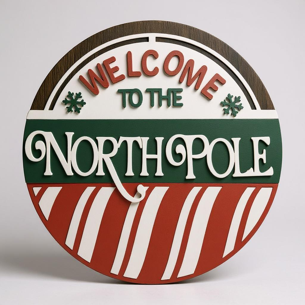 Welcome to the North Pole handmade laser wood decor 96 and Birch