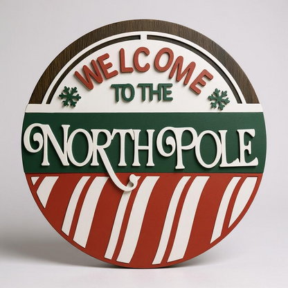 Welcome to the North Pole handmade laser wood decor 96 and Birch