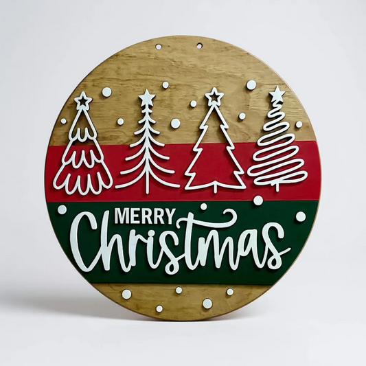 Merry Christmas Trees Outline