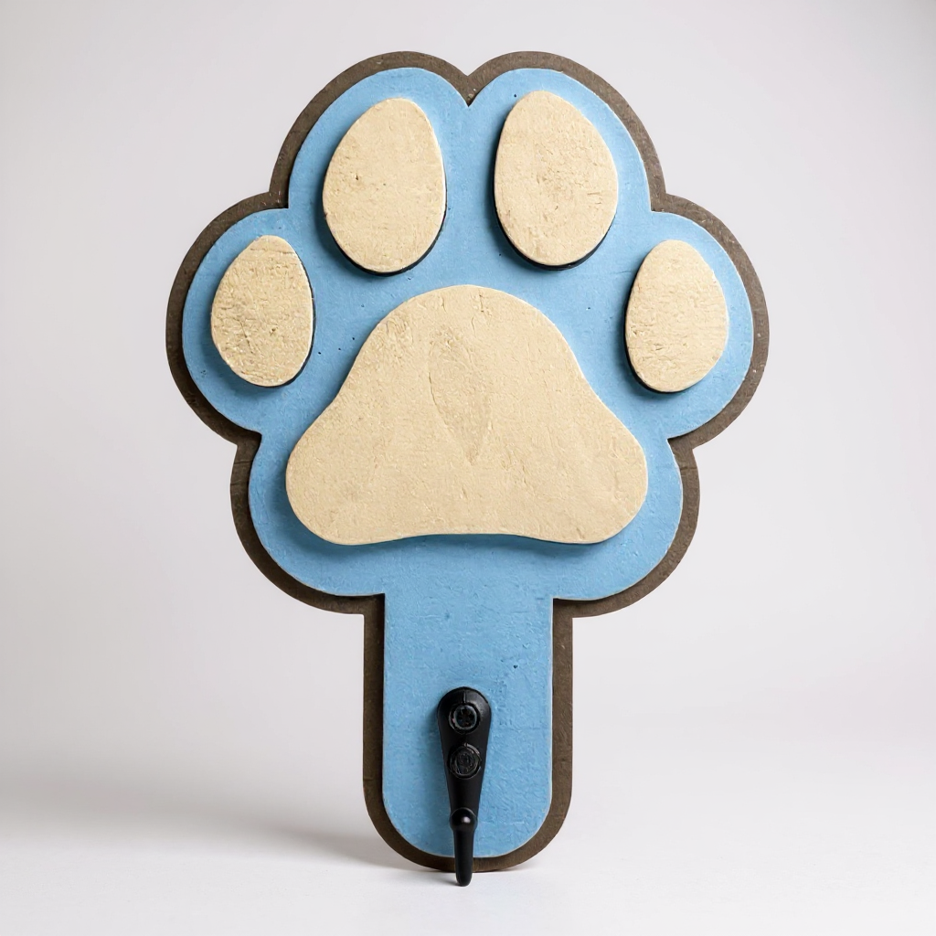 Paw Leash Hanger handmade laser wood decor 96 and Birch