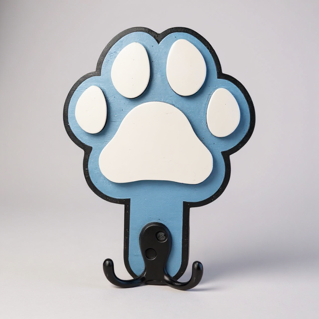 Paw Leash Hanger handmade laser wood decor 96 and Birch