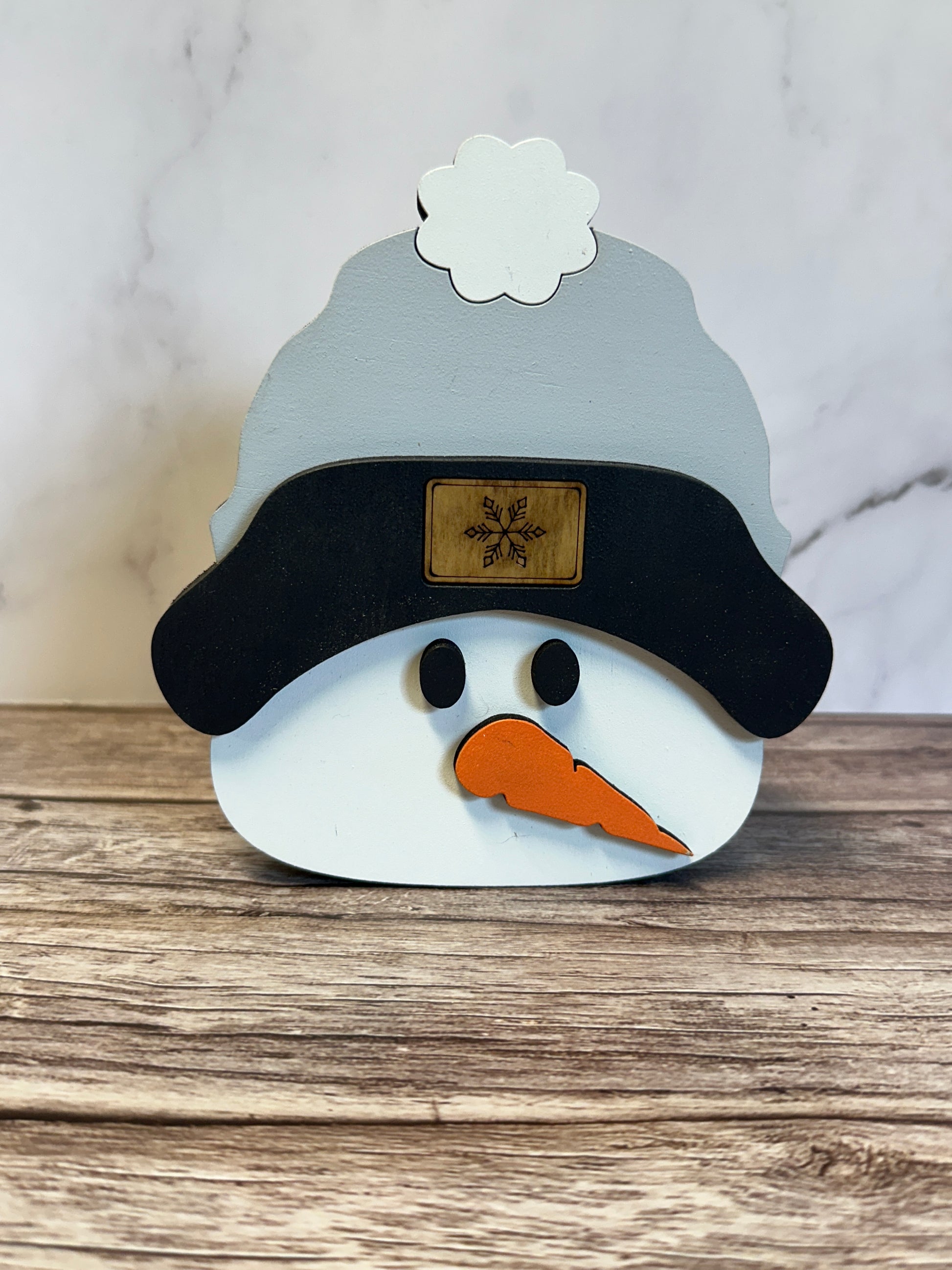 Snowman Shelf Sitter handmade laser wood decor 96 and Birch