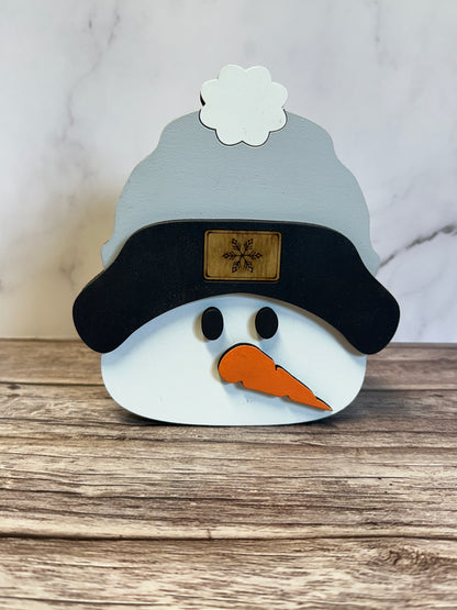 Snowman Shelf Sitter handmade laser wood decor 96 and Birch