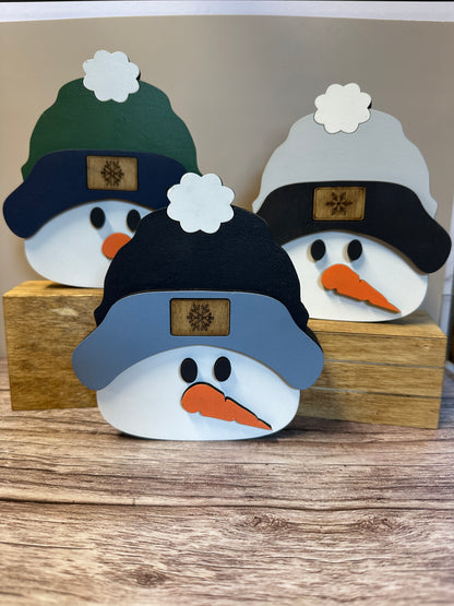 Snowman Shelf Sitter handmade laser wood decor 96 and Birch