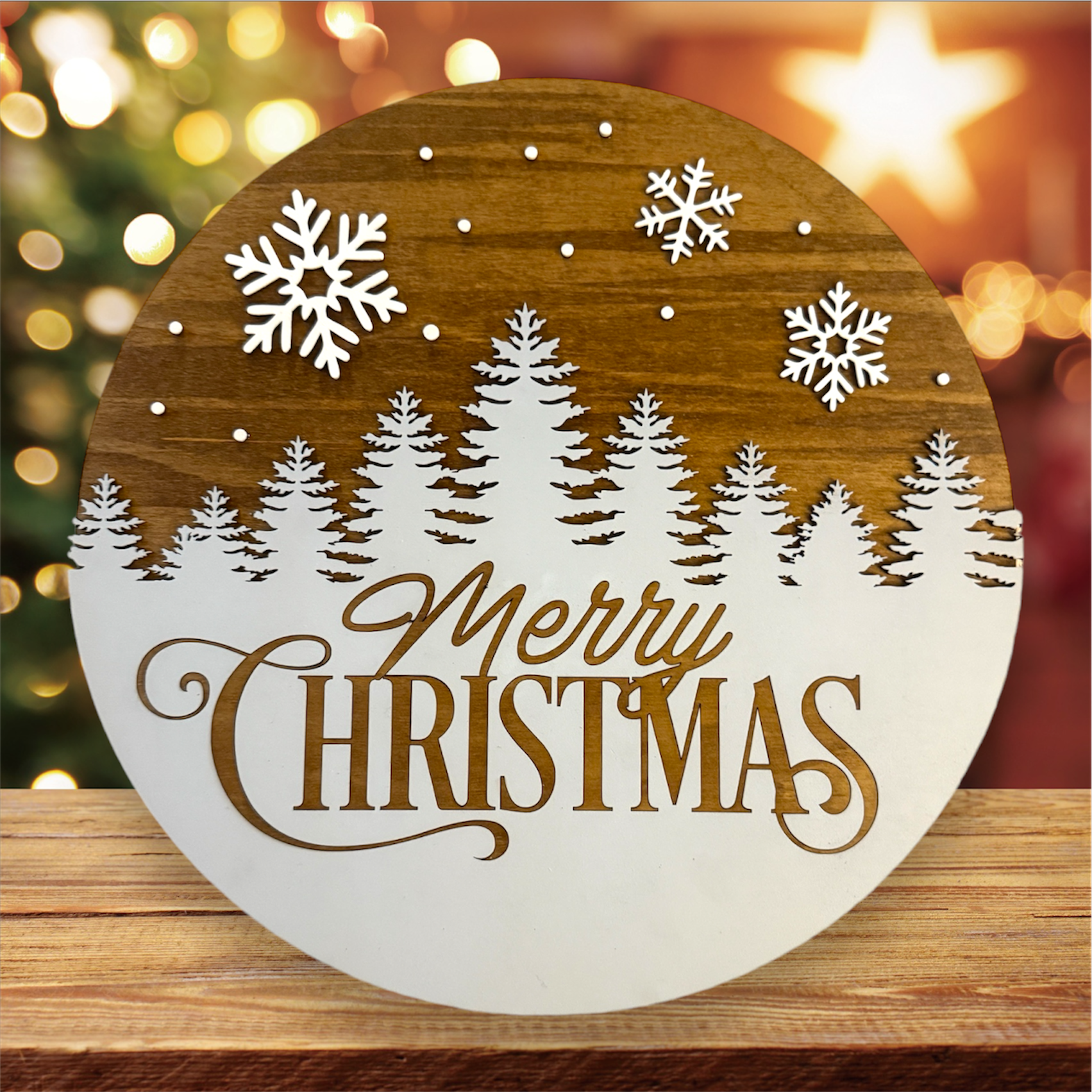 Merry Christmas Trees handmade laser wood decor 96 and Birch