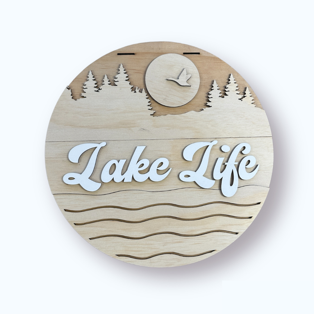Lake Life Door Hanger handmade laser wood decor 96 and Birch