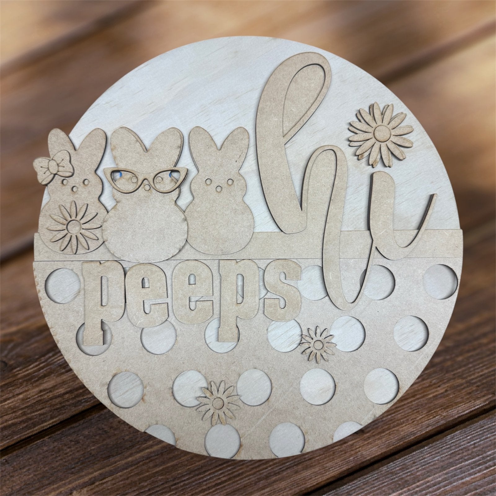 Hi - Marshmallow Bunny Sign handmade laser wood decor 96 and Birch