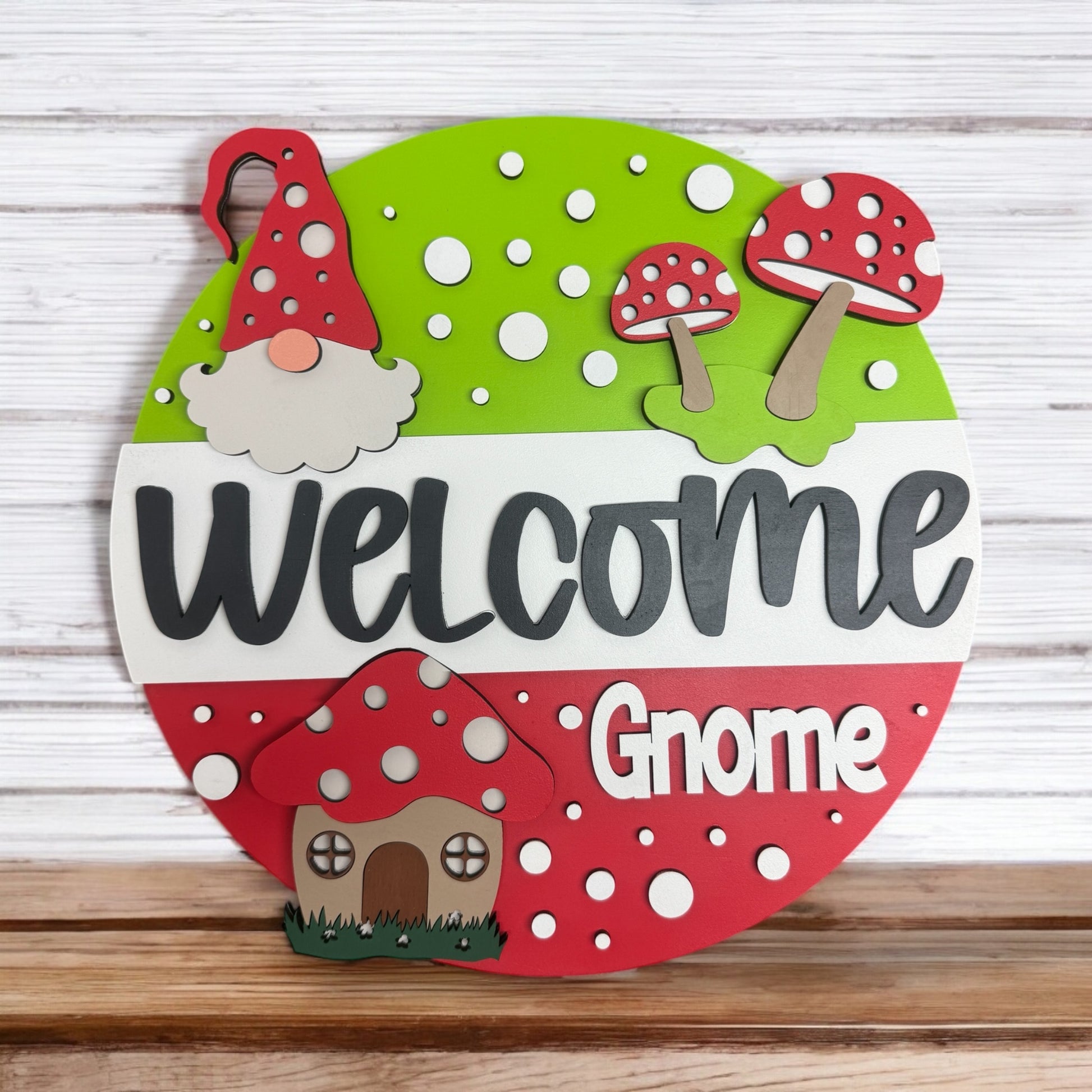 Welcome Gnome handmade laser wood decor 96 and Birch