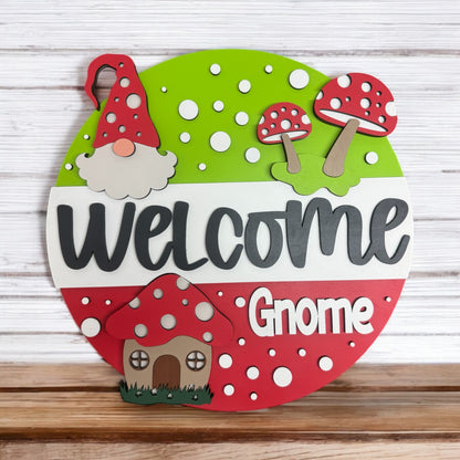 Welcome Gnome handmade laser wood decor 96 and Birch