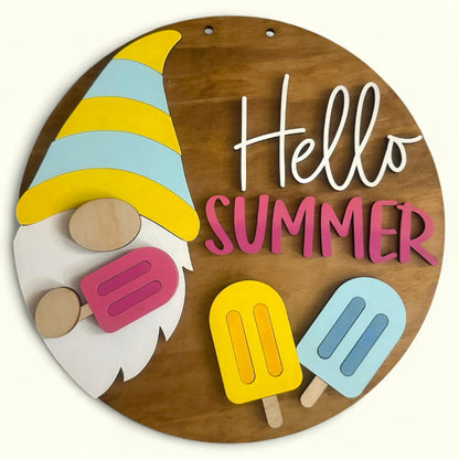 Summer Gnome handmade laser wood decor 96 and Birch