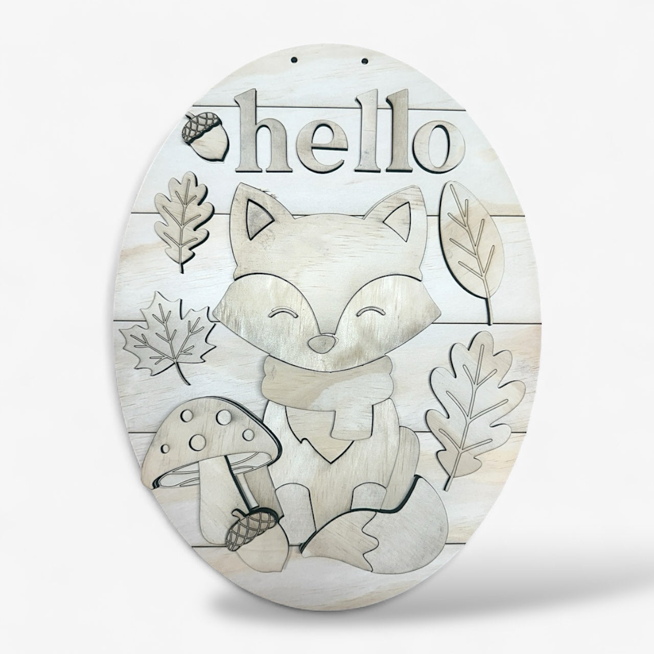 Hello Fall Fox handmade laser wood decor 96 and Birch