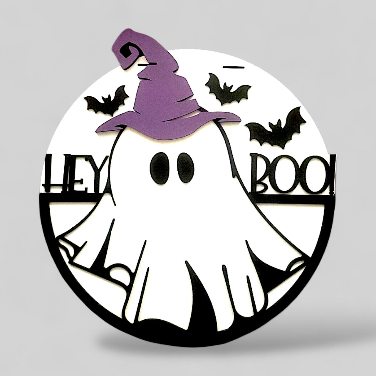 Hey Boo Hat handmade laser wood decor 96 and Birch