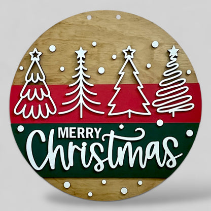 Merry Christmas Trees Outline