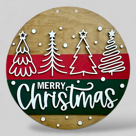 Merry Christmas Trees Outline