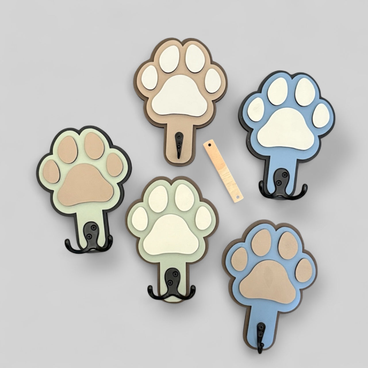 Paw Leash Hanger handmade laser wood decor 96 and Birch