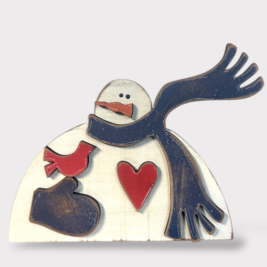 Rustic Snowman Shelf Sitter with Scarf