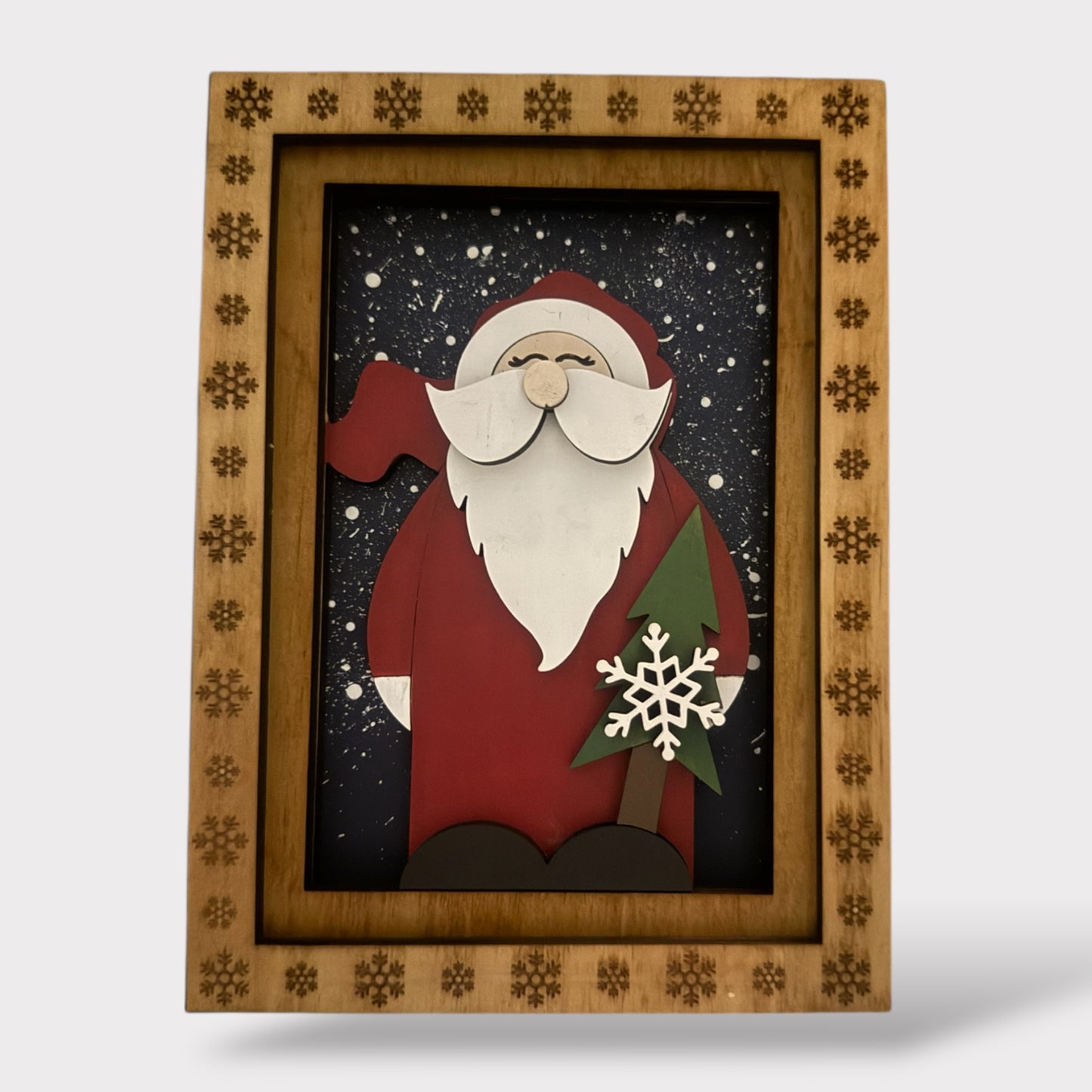 Santa Portrait Shelf Sitter handmade laser wood decor 96 and Birch