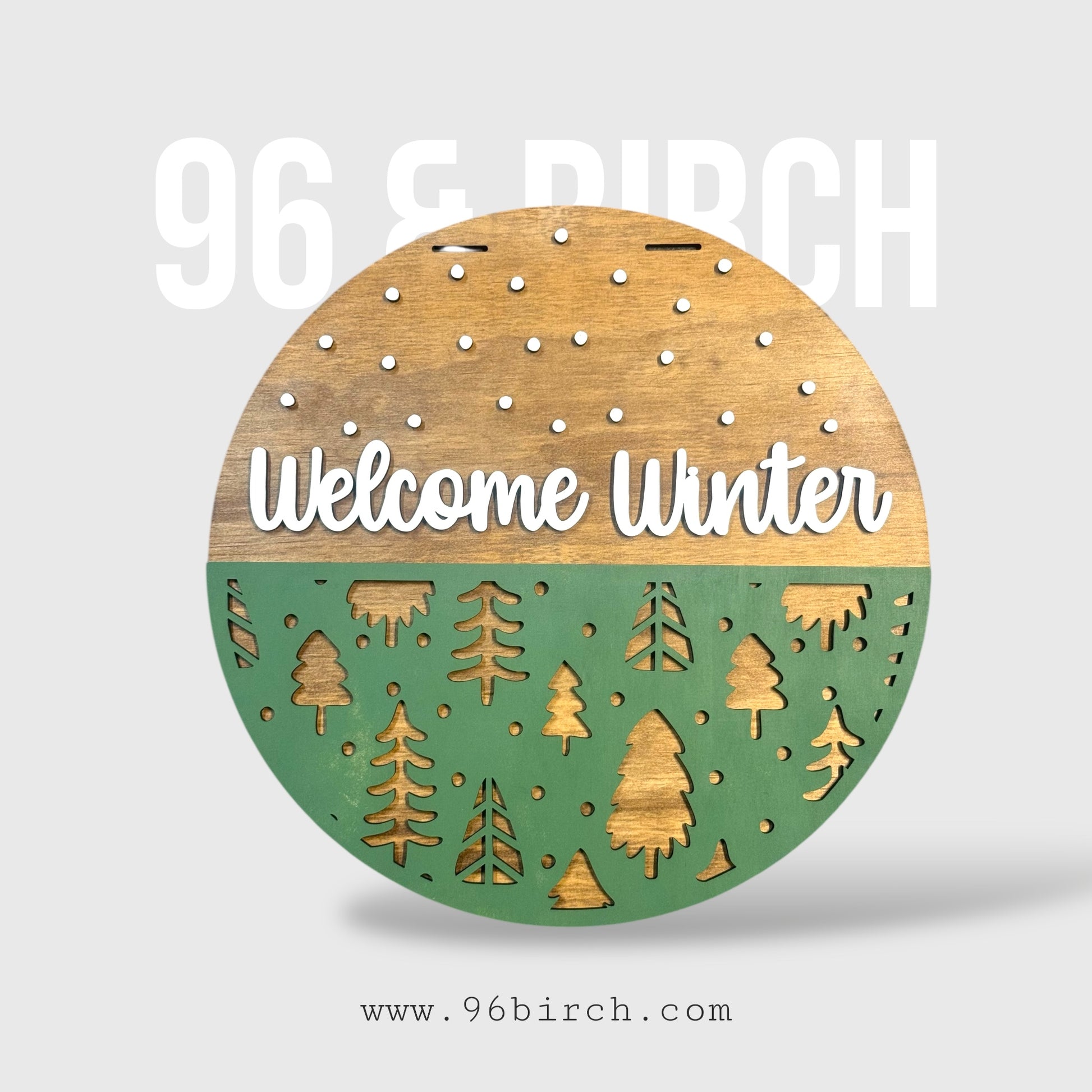 Welcome Winter Trees handmade laser wood decor 96 and Birch