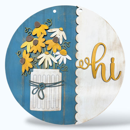 Daisies in a Jar handmade laser wood decor 96 and Birch