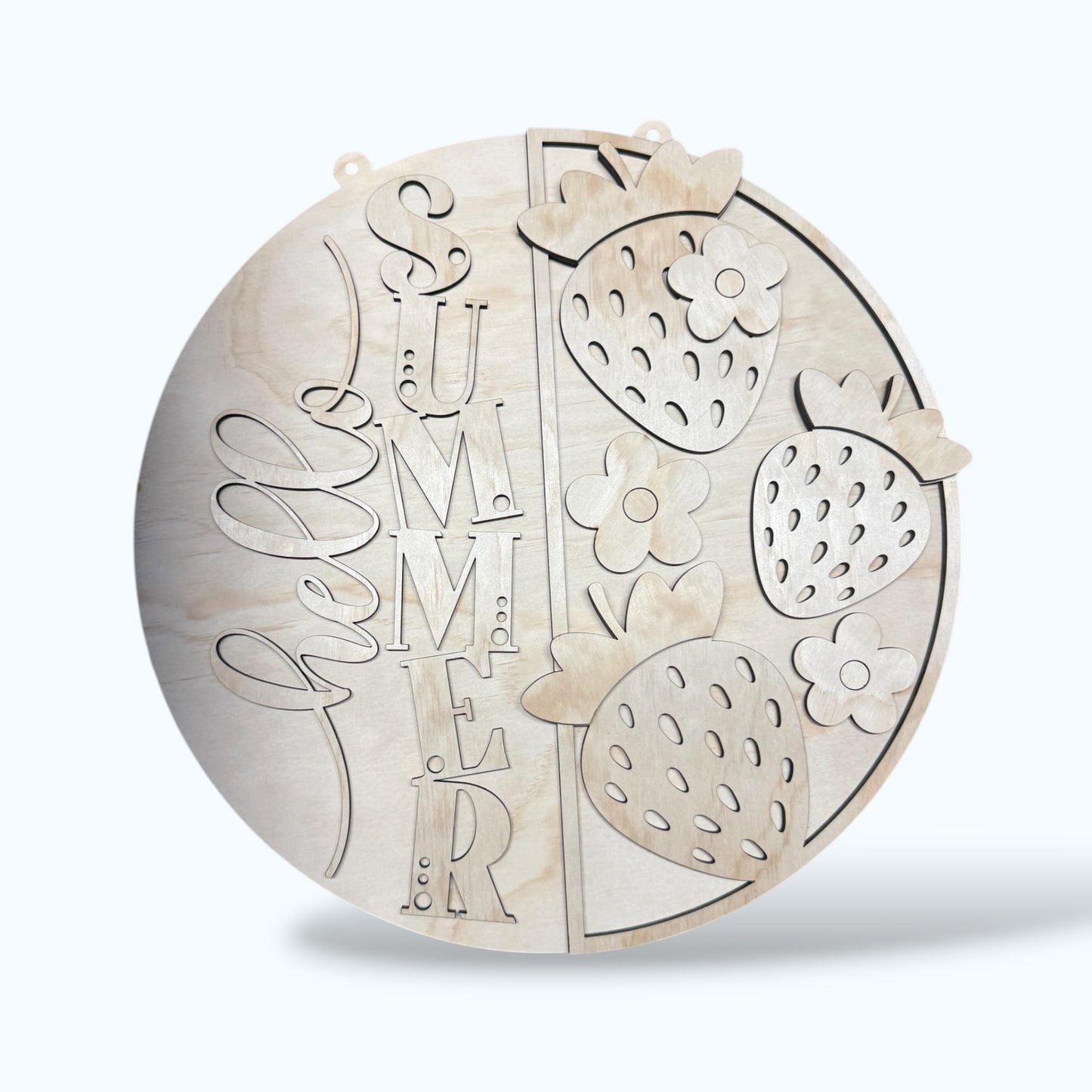 Hello Summer Strawberry handmade laser wood decor 96 and Birch