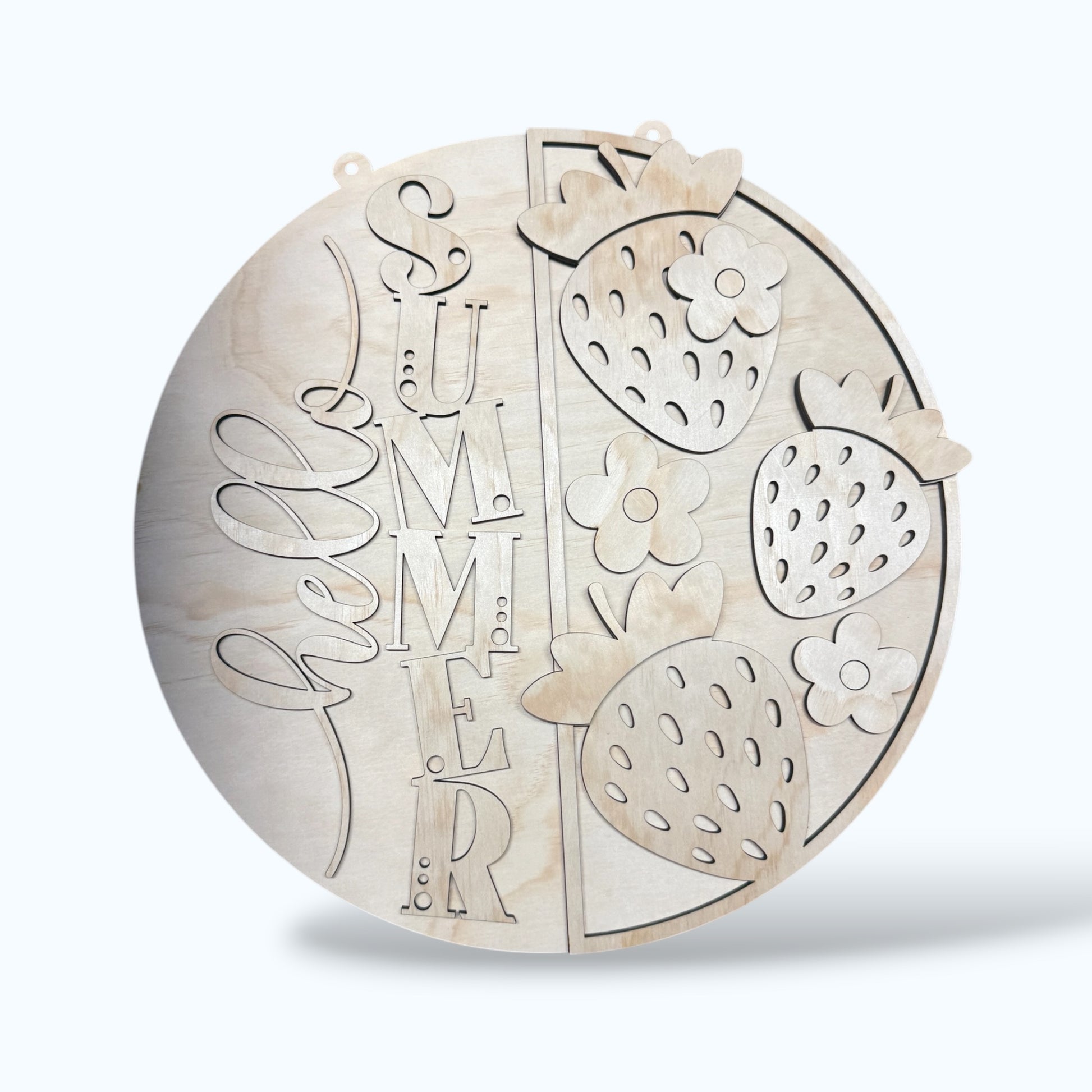 Hello Summer Strawberry handmade laser wood decor 96 and Birch