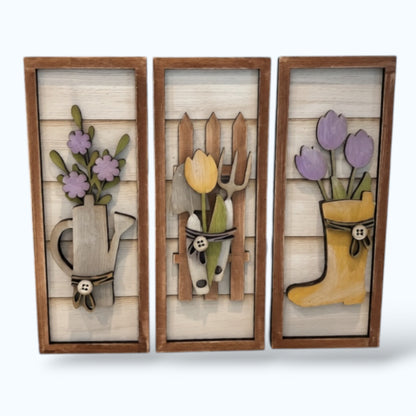 Shiplap Trio - Gardening handmade laser wood decor 96 and Birch