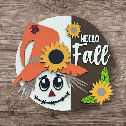 Hello Fall Scarecrow handmade laser wood decor 96 and Birch