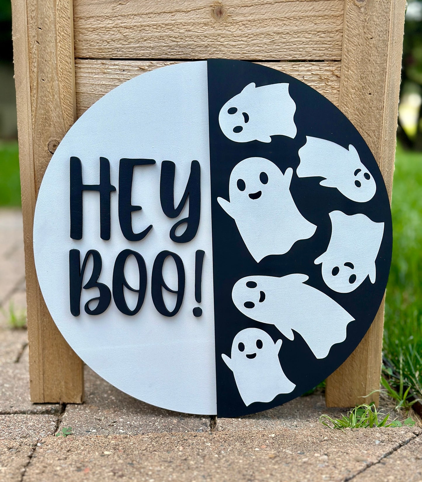 Hey Boo! handmade laser wood decor 96 and Birch