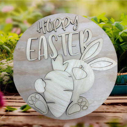 Hoppy Easter Bunny with Carrot Unfinished handmade laser wood decor 96 and Birch